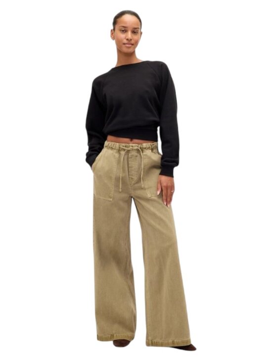 GAP Pants - NWT GAP EZ Waist Pull On Barrel Leg Khaki Chino Pants Womens Medium Hayes Brown